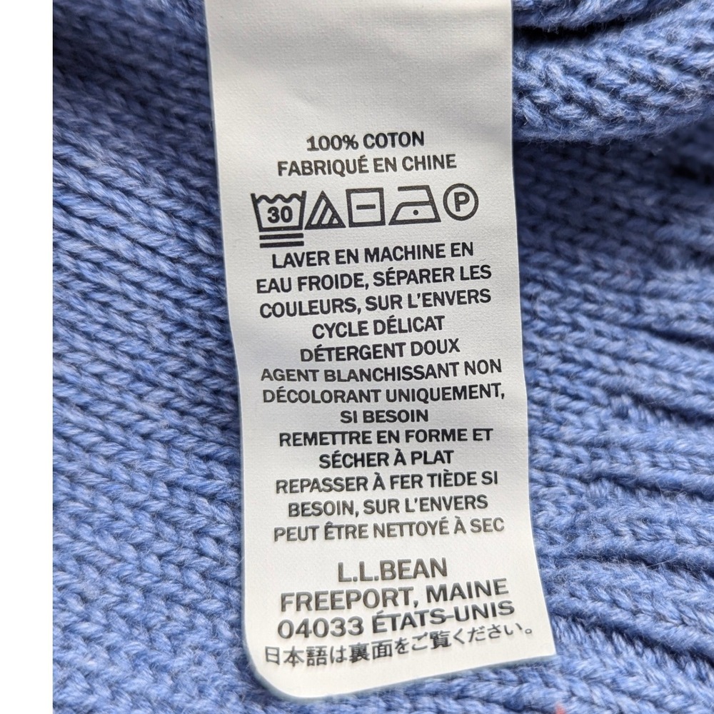 LL Bean Women XL Blue Cable Knit Full Zip Cotton Cardigan Sweater 298836 - Picture 9 of 13